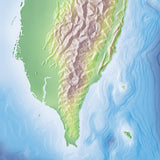 Photoshop JPEG Relief map and Illustrator EPS vector map Taiwan