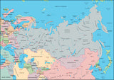 Photoshop JPEG Relief map and Illustrator EPS vector map Russia