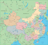 Photoshop JPEG Relief map and Illustrator EPS vector map China