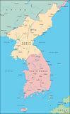 Photoshop JPEG Relief map and Illustrator EPS vector map Korean Peninsular
