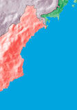 Photoshop JPEG Relief map and Illustrator EPS vector map Korean Peninsular