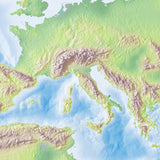 Photoshop JPEG Relief map and Illustrator EPS vector map Europe
