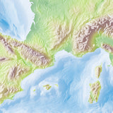 Photoshop JPEG Relief map and Illustrator EPS vector map Mediterranean Sea