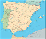Photoshop JPEG Relief map and Illustrator EPS vector map Iberia, Spain, Portugal