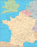 Photoshop JPEG Relief map and Illustrator EPS vector map France, Benelux, Switzerland
