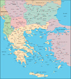 Sample Map Photoshop JPEG Relief map and Illustrator EPS vector map Balkans, Greek Archipelago