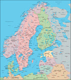 Photoshop JPEG Relief map and Illustrator EPS vector map Scandinavia