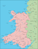 Photoshop JPEG Relief map and Illustrator EPS vector map British Isles - Wales