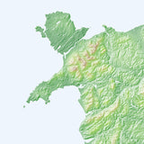 Photoshop JPEG Relief map and Illustrator EPS vector map British Isles - Wales