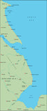 Photoshop JPEG Relief map and Illustrator EPS vector map British Isles - North East England
