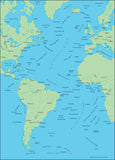 Photoshop JPEG Relief map and Illustrator EPS vector map Atlantic Ocean