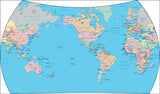 Photoshop JPEG Relief map and Illustrator EPS vector map World - Van de Grinten projection