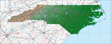 USA State Relief and Vector Map Package of North Carolina