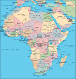 Photoshop JPEG Relief map and Illustrator EPS vector map Africa continent - Photoshop JPEG Illustrator EPS Vector