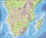 Photoshop JPEG Relief map and Illustrator EPS vector map Southern half continent