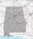 USA State Relief and Vector Map Package of Alabama - Photoshop JPEG and Illustrator EPS