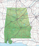 USA State Relief and Vector Map Package of Alabama - Photoshop JPEG and Illustrator EPS