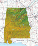 USA State Relief and Vector Map Package of Alabama - Photoshop JPEG and Illustrator EPS