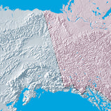 Mountain High Map # 203 alaska low contrast colorized relief basd on political outline