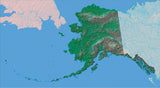 USA State Relief and Vector Map Package of Alaska - Photoshop JPEG and Illustrator EPS