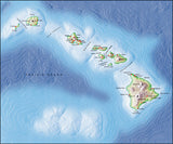 Mountain High Map #210 hawaiian islands photoshop low contrast relief map with close up detail