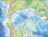Photoshop JPEG Relief map and Illustrator EPS vector map Arctic Ocean centered on 90-West