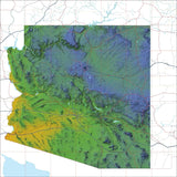 USA State Relief and Vector Map Package of Arizona - Photoshop JPEG and Illustrator EPS