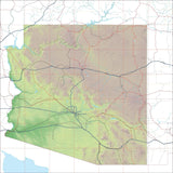 USA State Relief and Vector Map Package of Arizona - Photoshop JPEG and Illustrator EPS