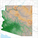 USA State Relief and Vector Map Package of Arizona - Photoshop JPEG and Illustrator EPS