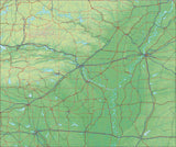 USA State Relief and Vector Map Package of Arkansas - Photoshop JPEG and Illustrator EPS