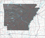 USA State Relief and Vector Map Package of Arkansas - Photoshop JPEG and Illustrator EPS