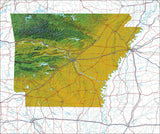 USA State Relief and Vector Map Package of Arkansas - Photoshop JPEG and Illustrator EPS