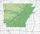 USA State Relief and Vector Map Package of Arkansas - Photoshop JPEG and Illustrator EPS