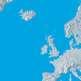 Mountain High Map # 601 atlantic ocean low contrast colorized relief basd on political outline