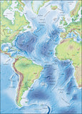 Photoshop JPEG Relief map and Illustrator EPS vector map Atlantic Ocean