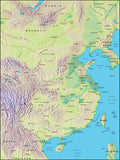 Photoshop JPEG Relief map and Illustrator EPS vector map China, Korea