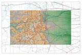USA State Relief and Vector Map Package of Colorado - Photoshop JPEG and Illustrator EPS