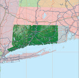 USA State Relief and Vector Map Package of Connecticut - Photoshop JPEG and Illustrator EPS