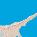 Mountain High Map # 509 cyprus low contrast colorized relief basd on political outline