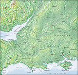 Photoshop JPEG Relief map and Illustrator EPS vector map British Isles - South England