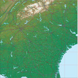 USA State Relief and Vector Map Package of Georgia - Photoshop JPEG and Illustrator EPS