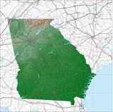 USA State Relief and Vector Map Package of Georgia - Photoshop JPEG and Illustrator EPS