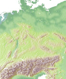Germany Switzerland Austria Photoshop JPEG Shaded Relief + EPS Vector Map - Photoshop JPEG Illustrator EPS Vector