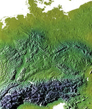 Germany Switzerland Austria Photoshop JPEG Shaded Relief + EPS Vector Map - Photoshop JPEG Illustrator EPS Vector