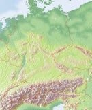 Germany Switzerland Austria Photoshop JPEG Shaded Relief + EPS Vector Map - Photoshop JPEG Illustrator EPS Vector