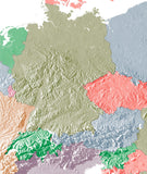 Germany Switzerland Austria Photoshop JPEG Shaded Relief + EPS Vector Map - Photoshop JPEG Illustrator EPS Vector