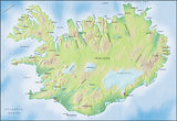 Photoshop JPEG Relief map and Illustrator EPS vector map Iceland