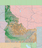 USA State Relief and Vector Map Package of Idaho - Photoshop JPEG and Illustrator EPS