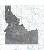 USA State Relief and Vector Map Package of Idaho - Photoshop JPEG and Illustrator EPS