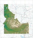 USA State Relief and Vector Map Package of Idaho - Photoshop JPEG and Illustrator EPS